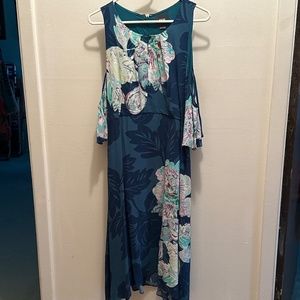 Anthropologie Maeve size 14 flowered cold shoulder dress VGC